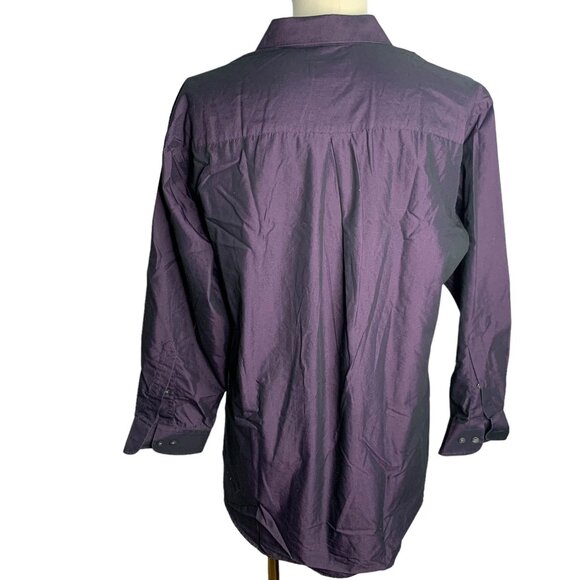 J. Ferrar Mens Purple Button-Up Long Sleeve Shirt Size 16 Cotton Blend - Picture 4 of 6